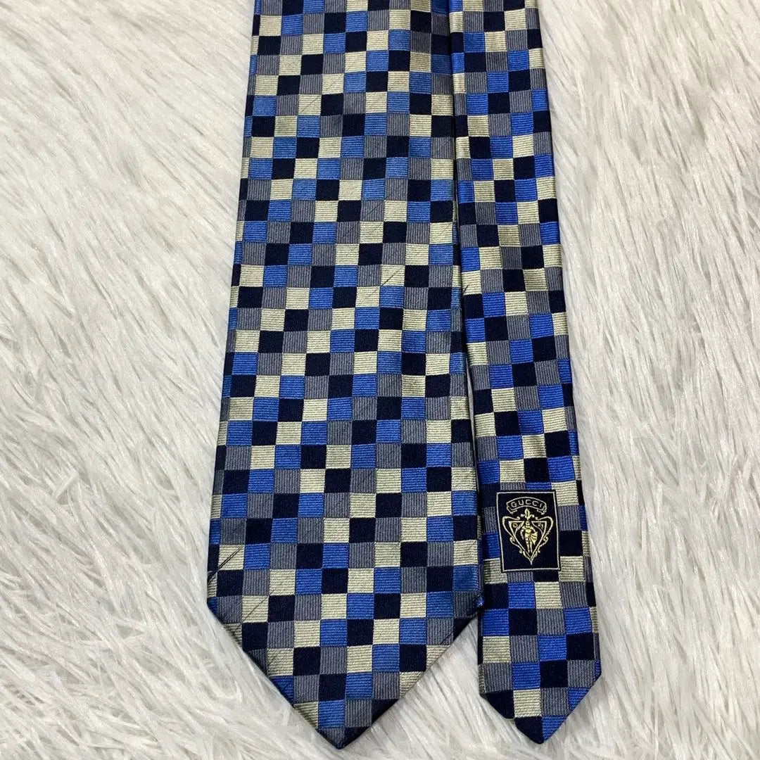 GUCCI Check Jacquard Silk Tie Made in Italy