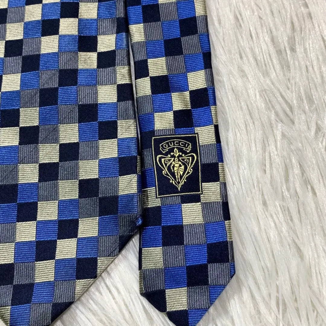 GUCCI Check Jacquard Silk Tie Made in Italy