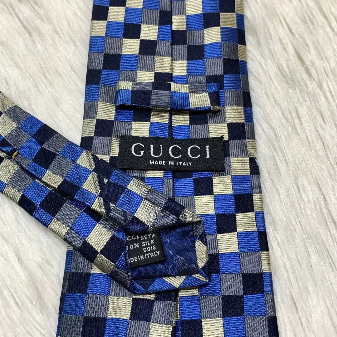 GUCCI Check Jacquard Silk Tie Made in Italy