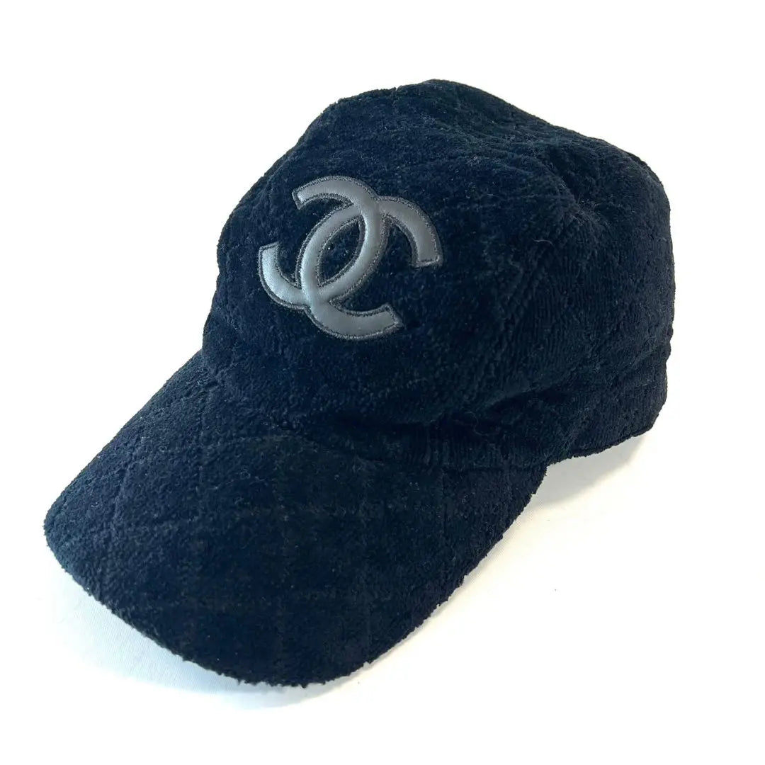 CHANEL Chanel Cap Pile Coco Mark Matelasse Black Hat