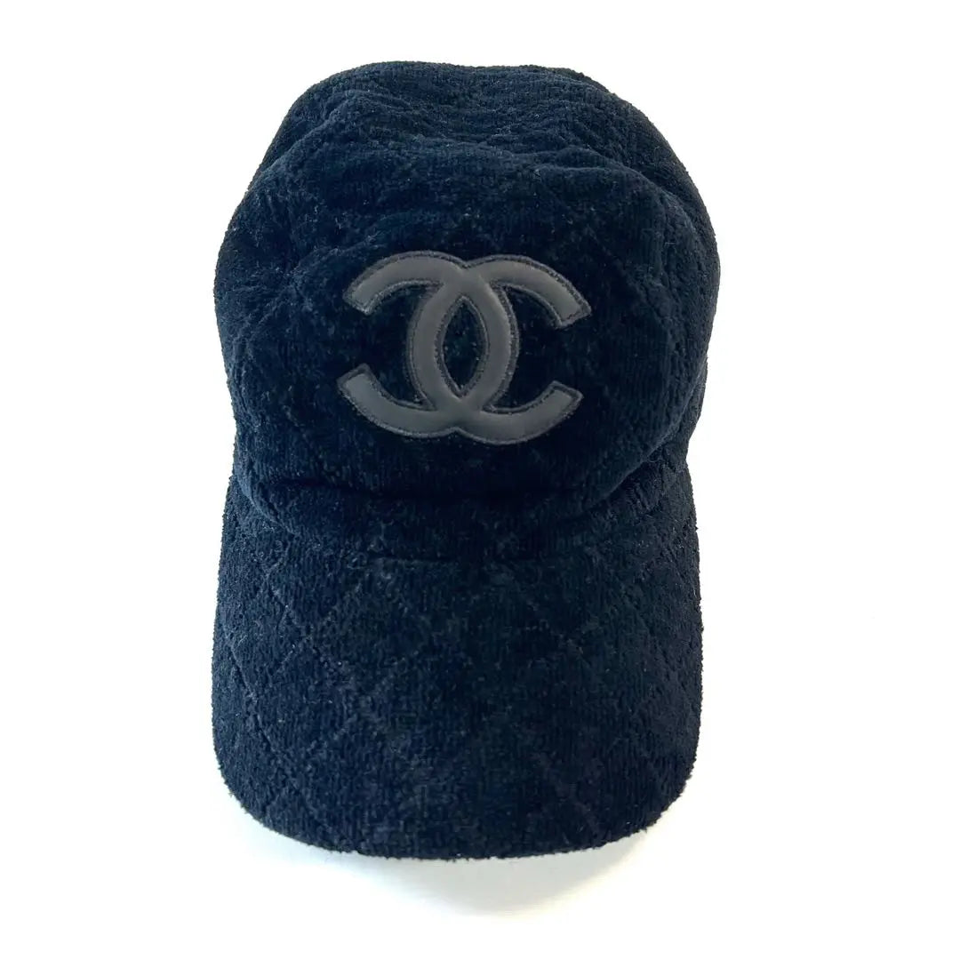 CHANEL Chanel Cap Pile Coco Mark Matelasse Black Hat