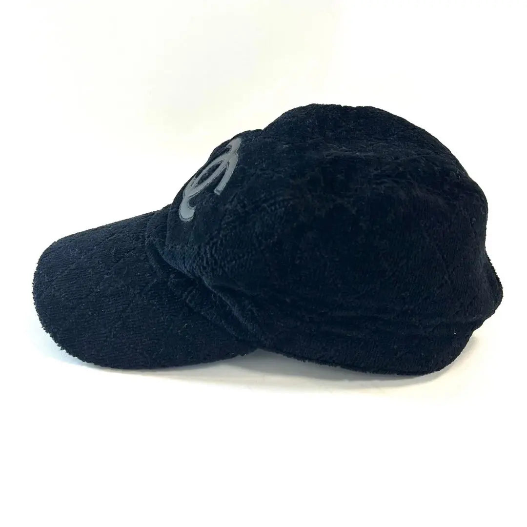 CHANEL Chanel Cap Pile Coco Mark Matelasse Black Hat