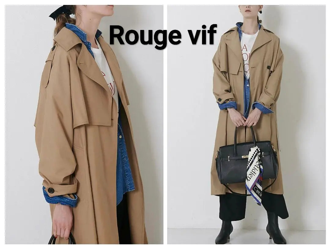 [Unused] Rouge Vif Rouge Vif Deformed Trench Coat Maxi Length