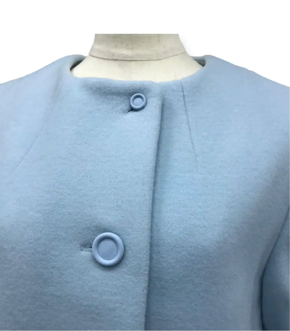 New Traditional Crafts Horizontal Embroidery 3-way High-quality Stainless Melton Wool Coat Light Blue One-of-a-kind Rare Flower