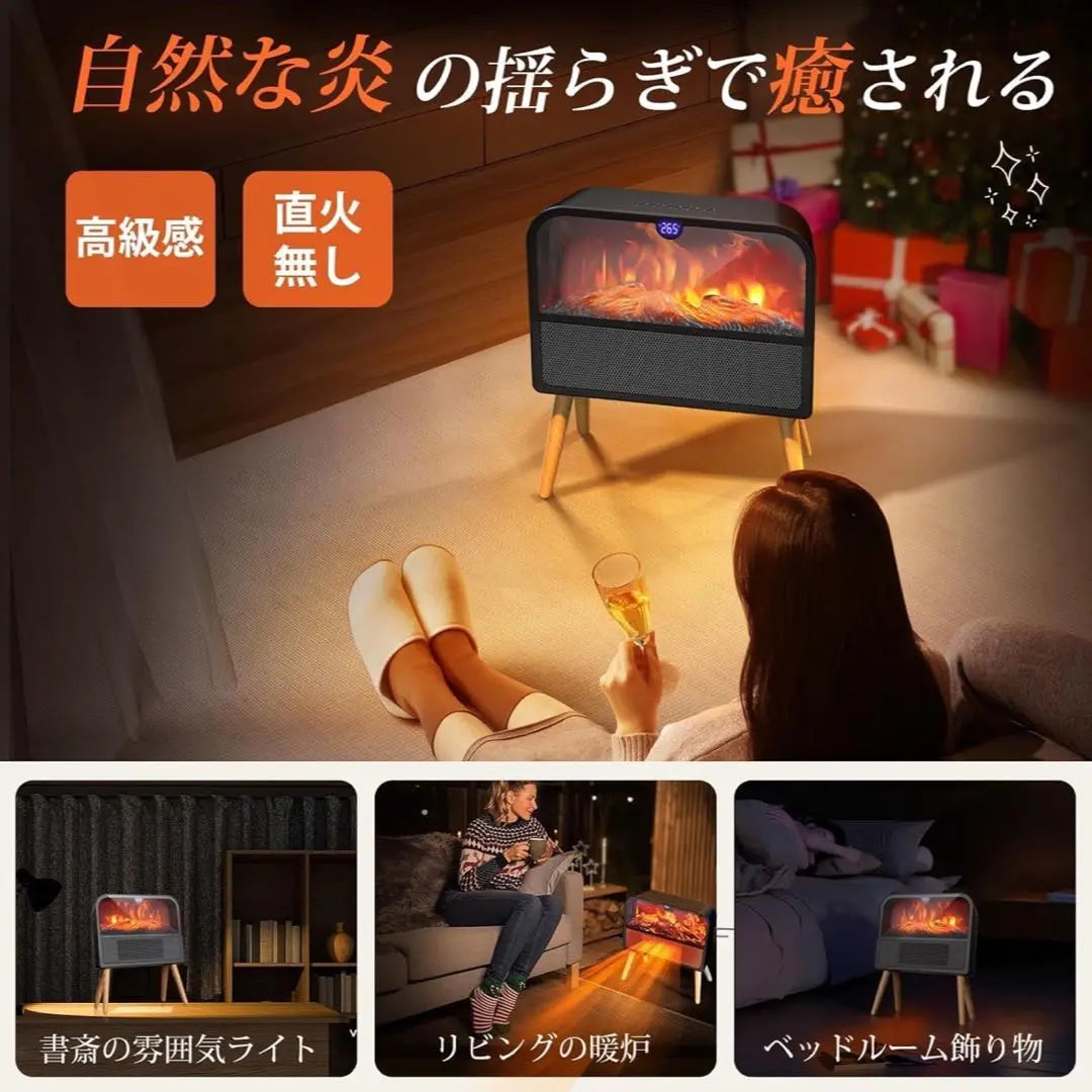 Fireplace design ceramic heater LED ventilation possible