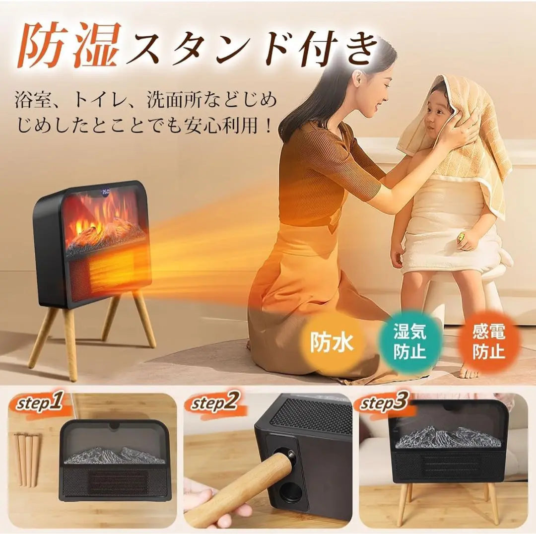 Fireplace design ceramic heater LED ventilation possible