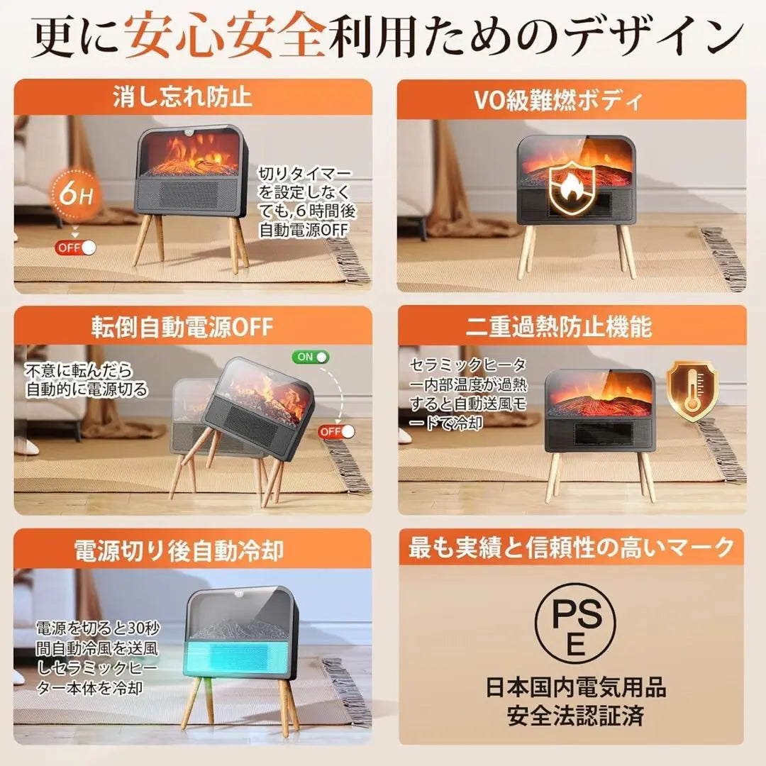 Fireplace design ceramic heater LED ventilation possible