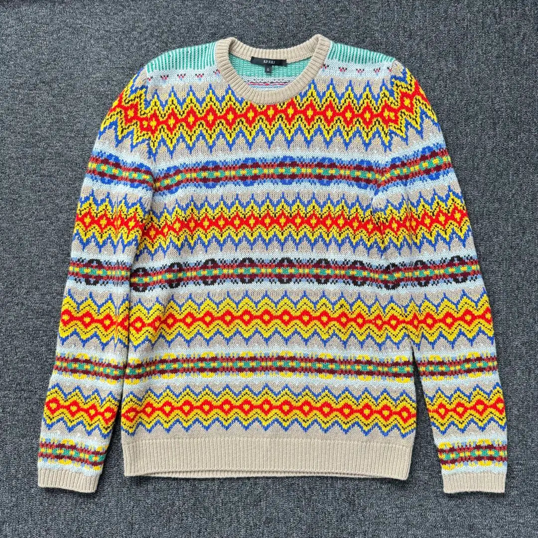 GUCCI sweater, knit, all-over pattern, wool, cashmere, size L