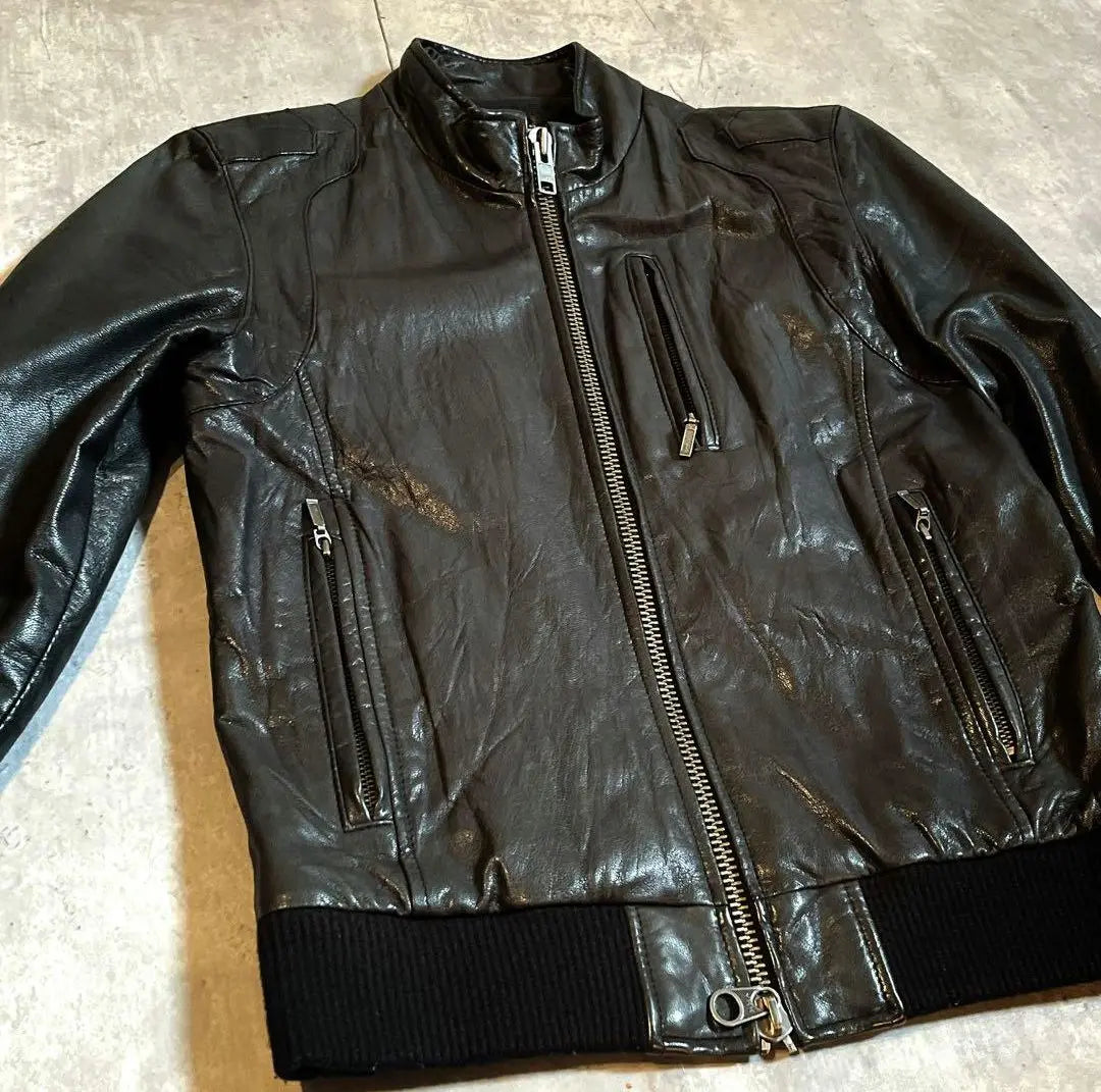 00s archive leather jacket 短丈　punk Y2K