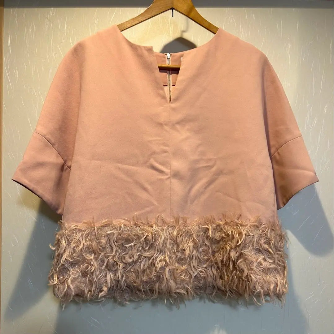 Tops de manga corta αA Alpha Eye para mujer Cut Saw Pink Fur M | レディース αa アルファエー 半袖 トップス カットソー ピンク ファー付 M