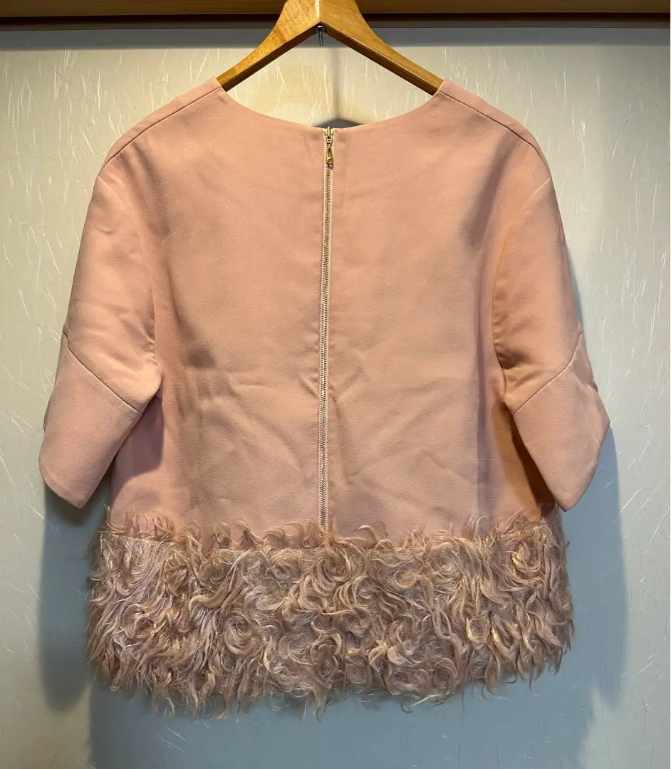 Ladies αA Alpha Eye Short Sleeve Tops Cut Saw Pink Fur M | レディース　αa アルファエー　半袖　トップス　カットソー　ピンク　ファー付　M