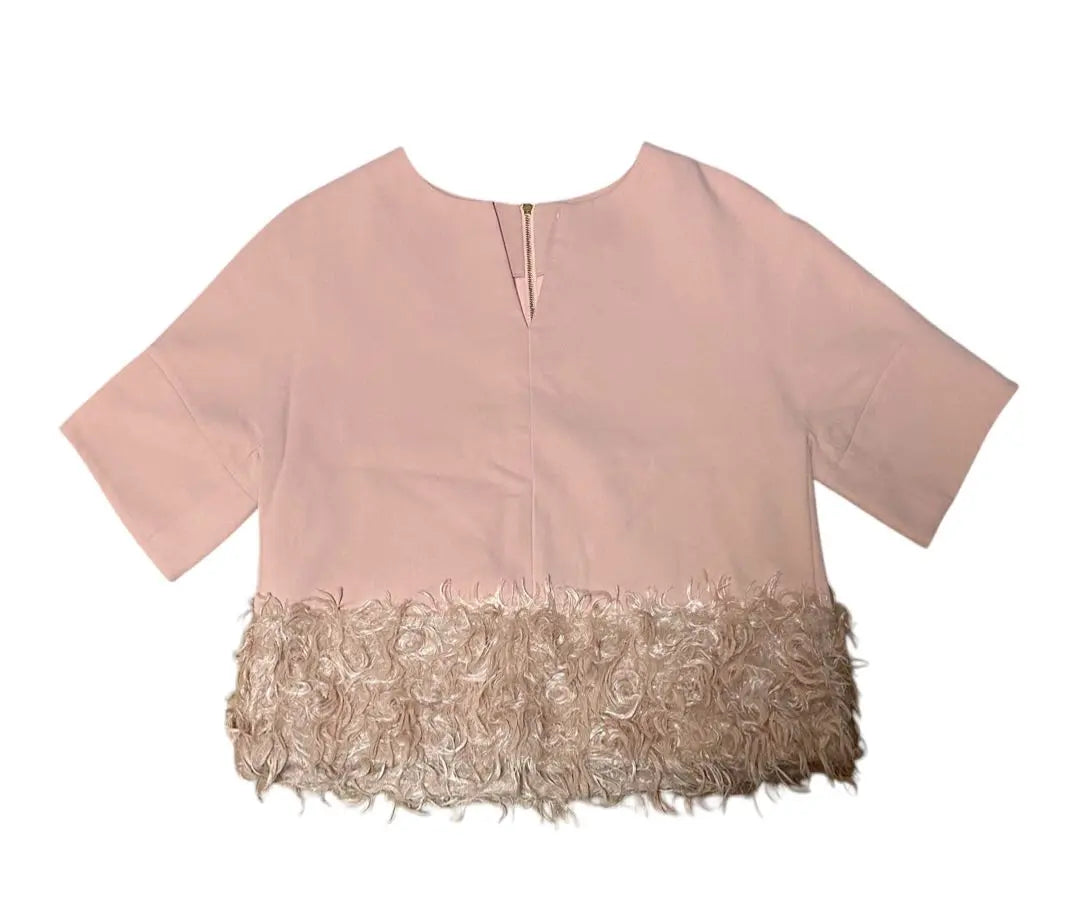 Tops de manga corta αA Alpha Eye para mujer Cut Saw Pink Fur M | レディース αa アルファエー 半袖 トップス カットソー ピンク ファー付 M