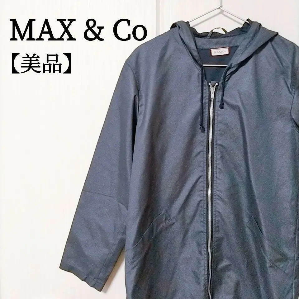 Max and Co hooded half coat dark blue sparkly washable 38