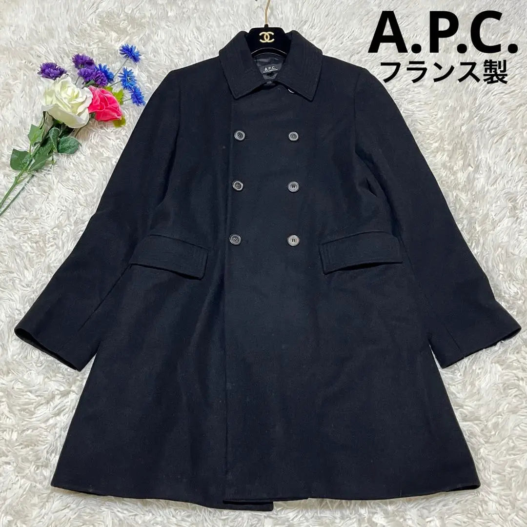 [Good condition] APA Sé trench coat Melton wool Black Made in France | 【美品】アーペーセー　トレンチコート　メルトンウール　ブラック　フランス製