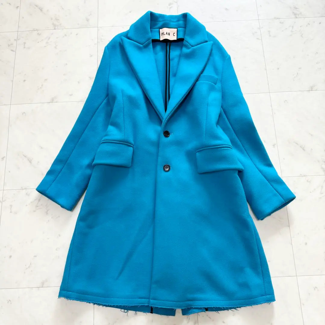 [Good condition] PLAN C Plancy Chester Coat Cashmere Blue Long