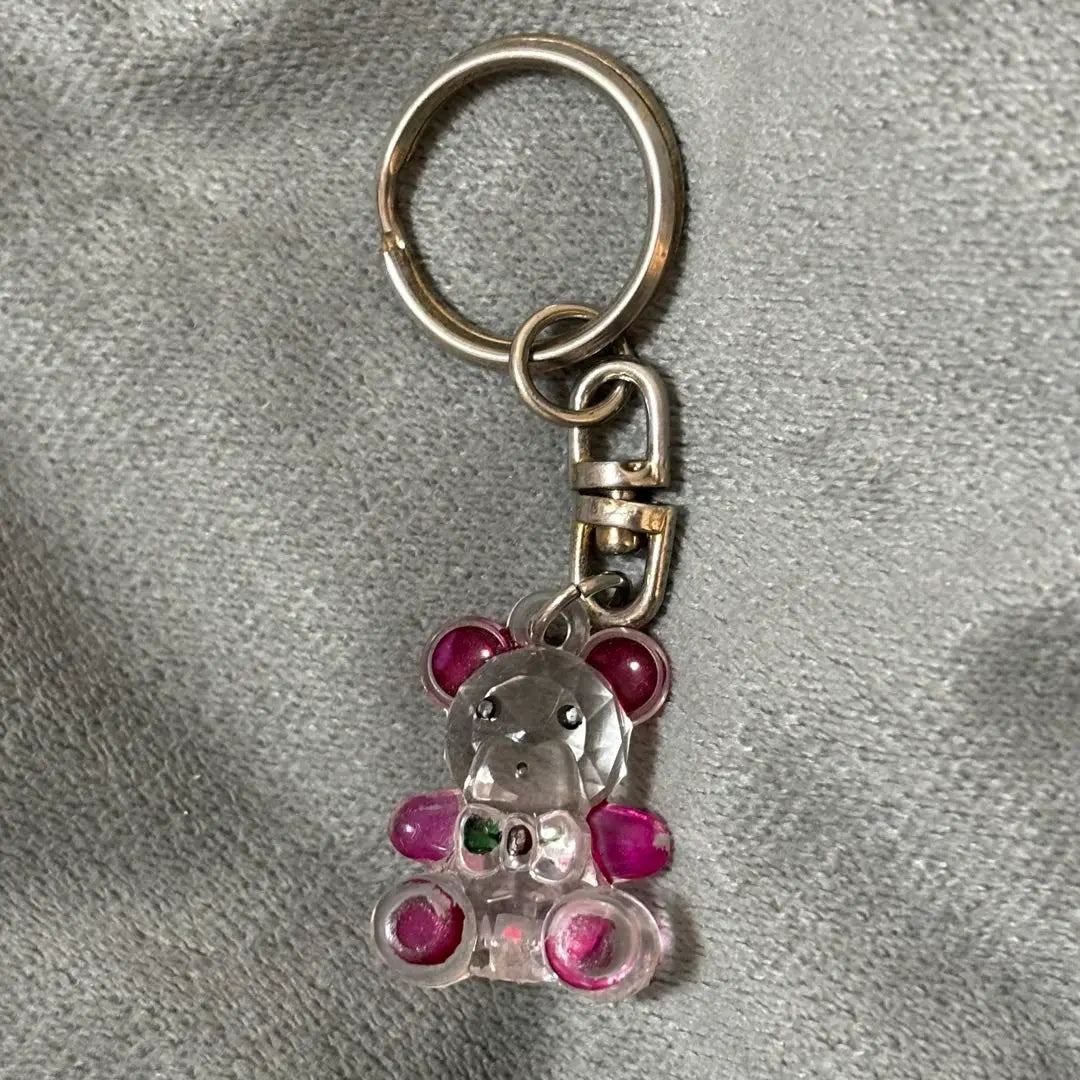 Bear-shaped transparent keychain crystal-style charm