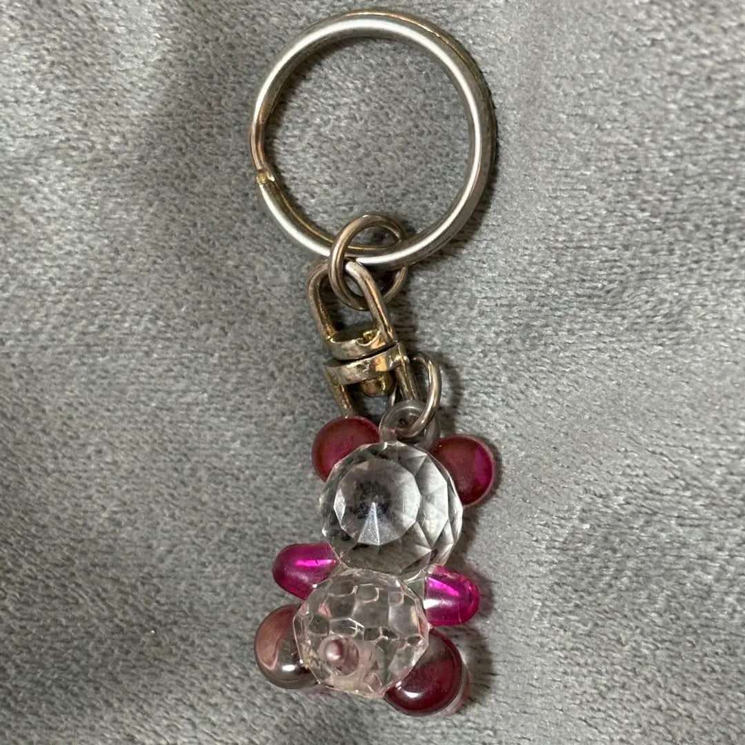 Bear-shaped transparent keychain crystal-style charm