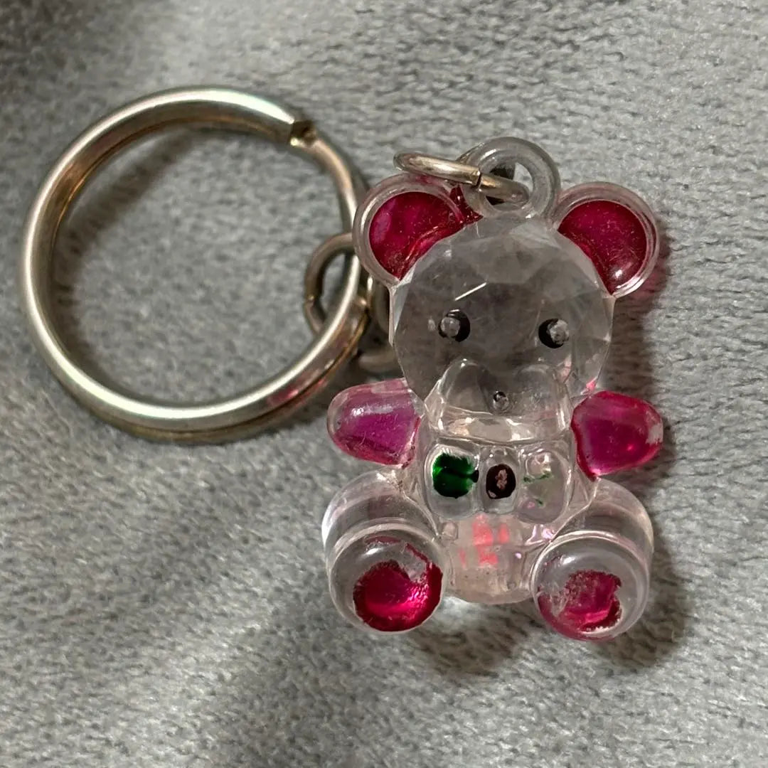 Bear-shaped transparent keychain crystal-style charm