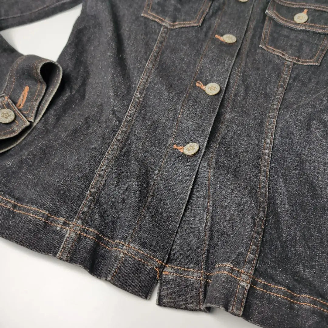 MARY QUANT Dark Gray Denim Jacket Size M Tight