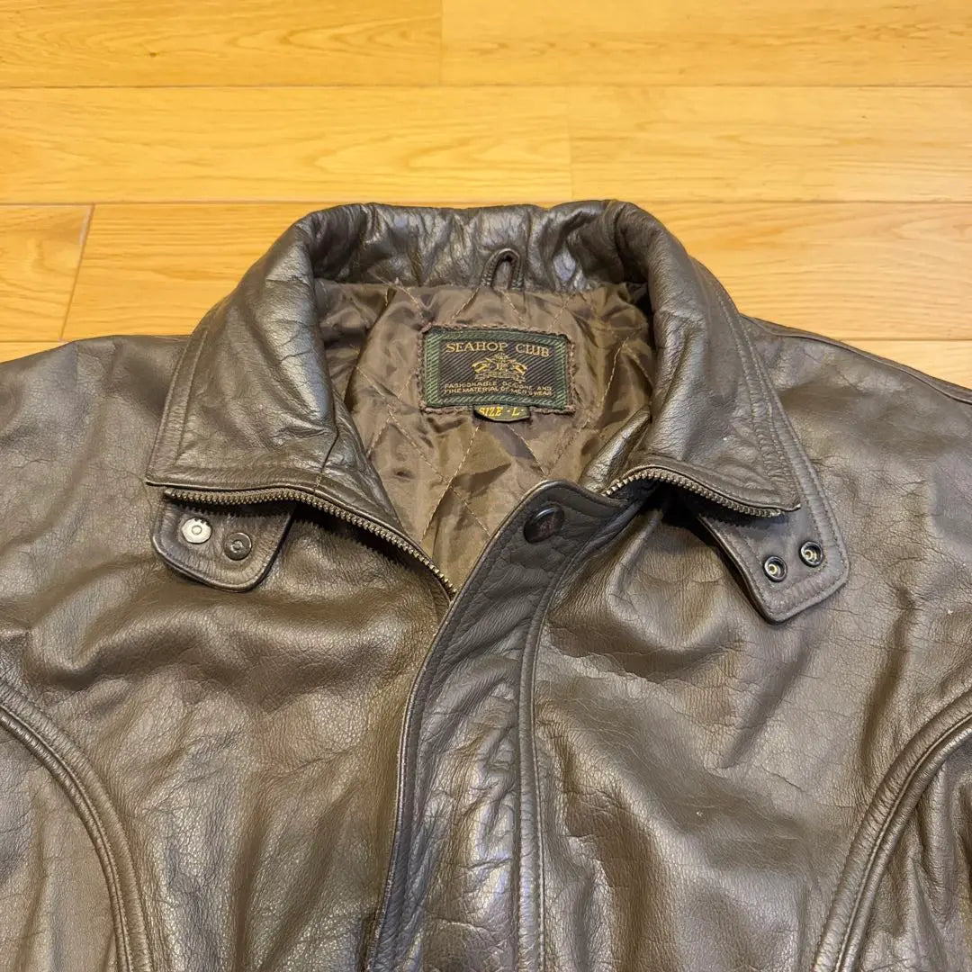 80s vintage! Cowhide leather blouson! SEAHOP CLUB L | 80sビンテージ！牛革レザーブルゾン！SEAHOP CLUB L