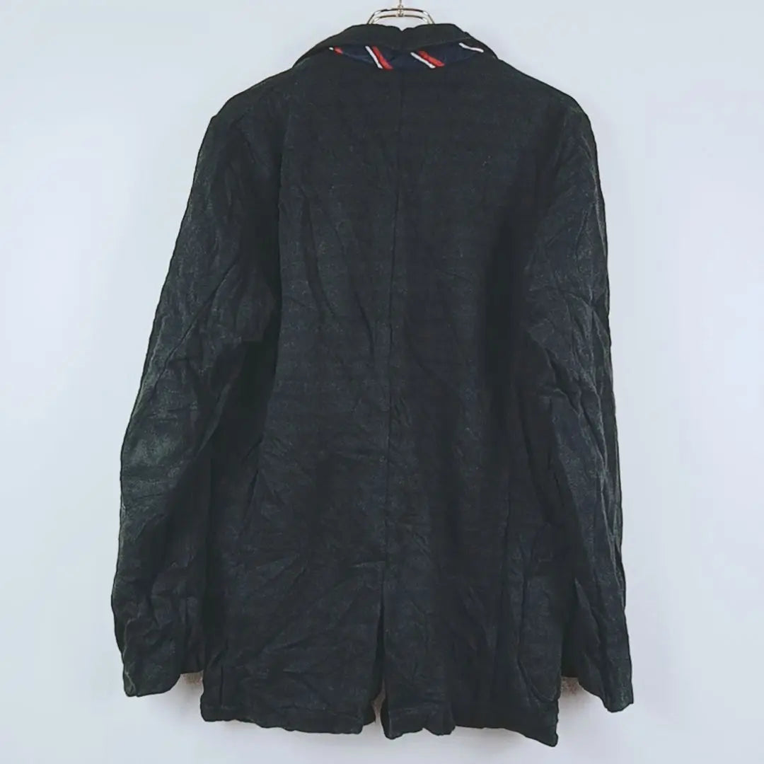 [SHIPS] Black cotton jacket border pattern L Length 70 | 【SHIPS】黒のコットンジャケット　ボーダー柄　L　着丈70