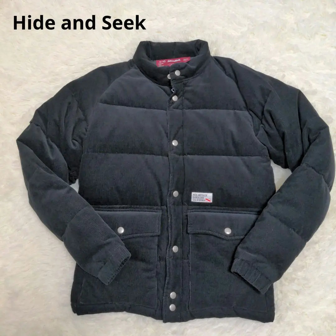 Hide and Seek Down Jacket Corduroy Black M Logo