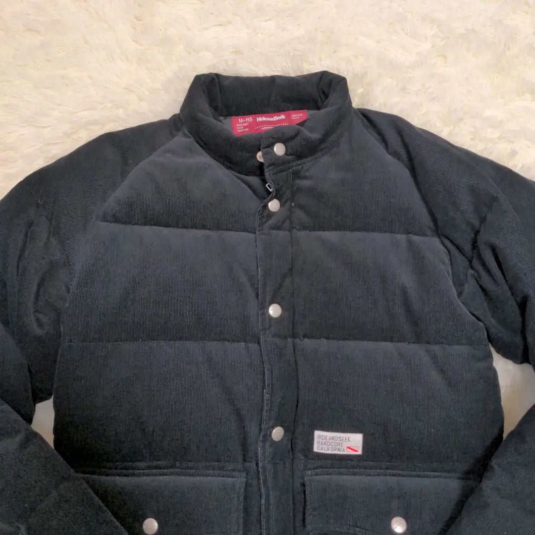 Hide and Seek Down Jacket Corduroy Black M Logo