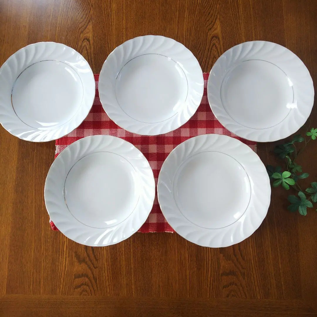 HOYA White Ceramic Plate 5 Pieces Set Soup Plate