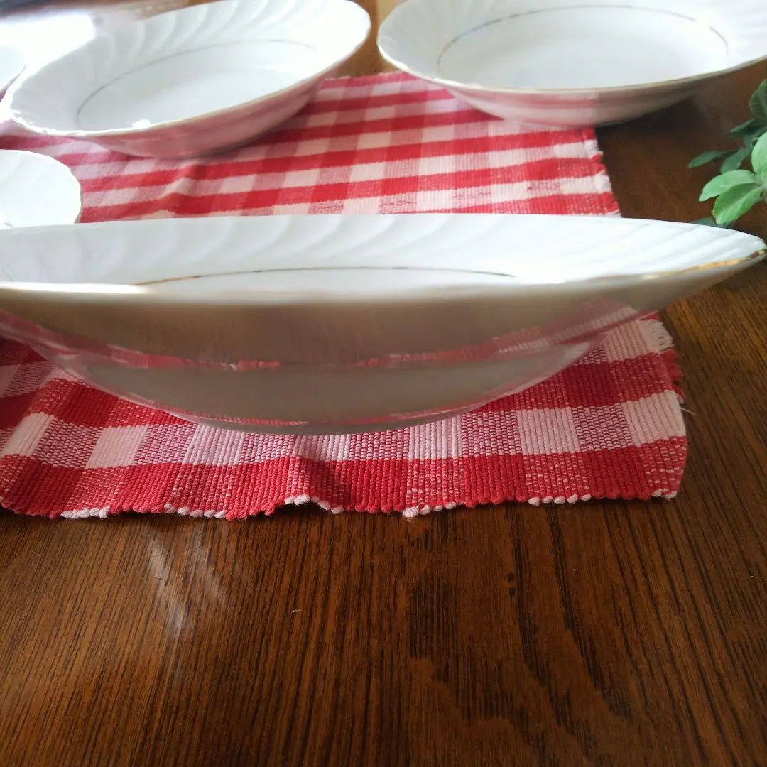 HOYA White Ceramic Plate 5 Pieces Set Soup Plate