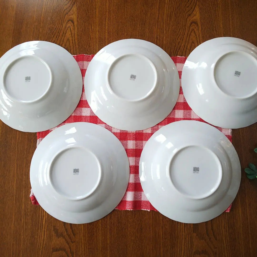 HOYA White Ceramic Plate 5 Pieces Set Soup Plate