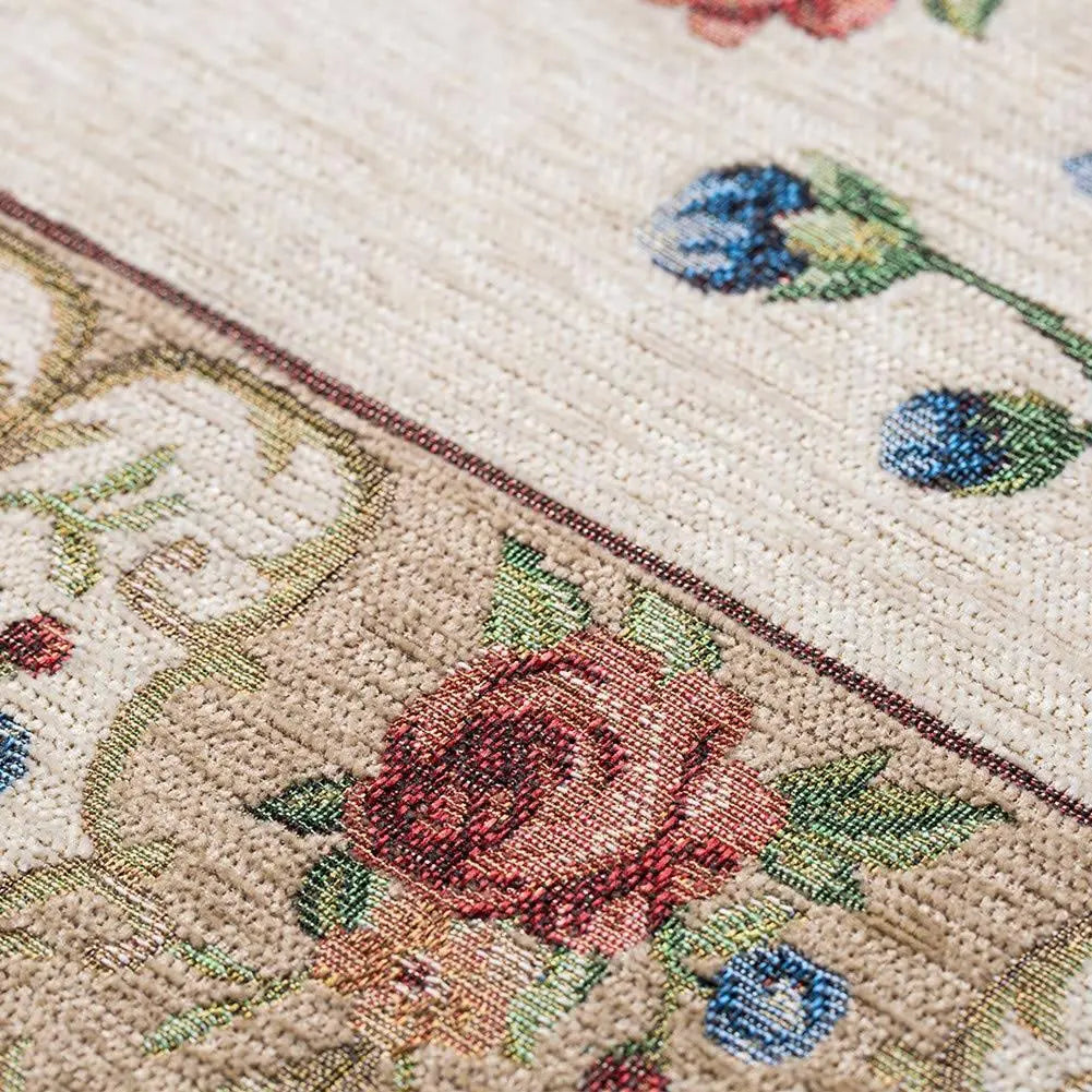 Chenille yarn made with elegant rose pattern rug mat suitable for all seasons