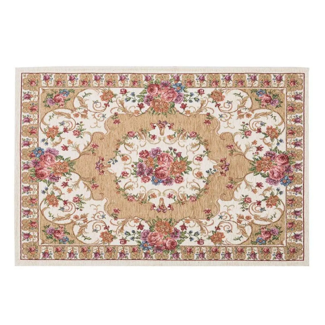 Chenille yarn made with elegant rose pattern rug mat suitable for all seasons