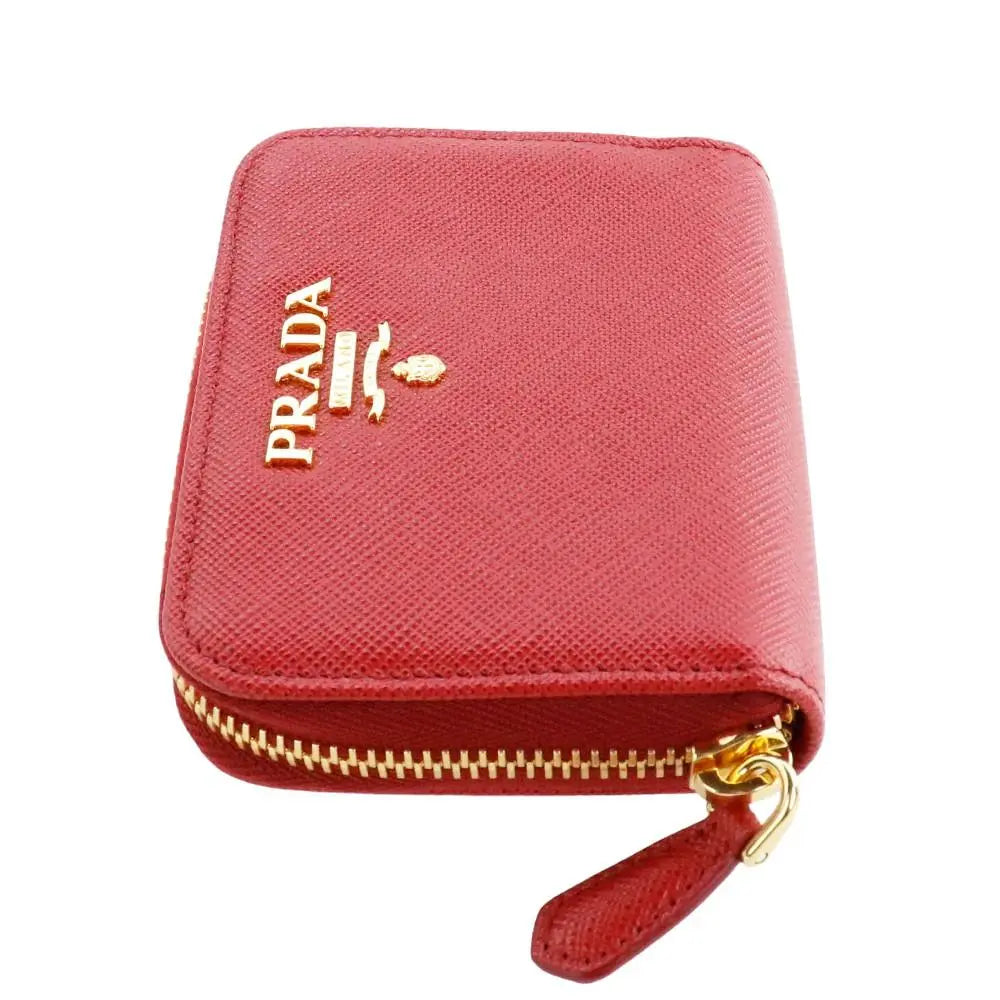 Prada Wallet Coin Case Round Zip Zip Foco Rouge Red