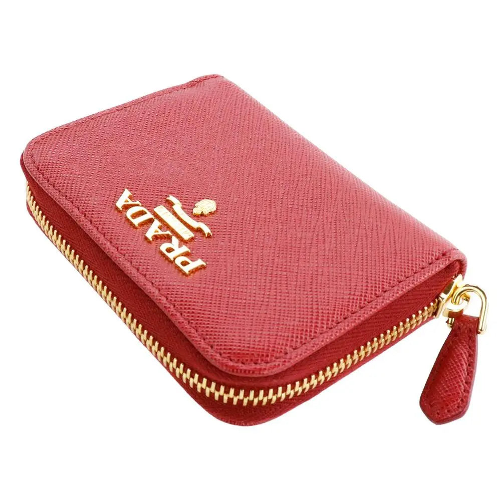 Prada Wallet Coin Case Round Zip Zip Foco Rouge Red