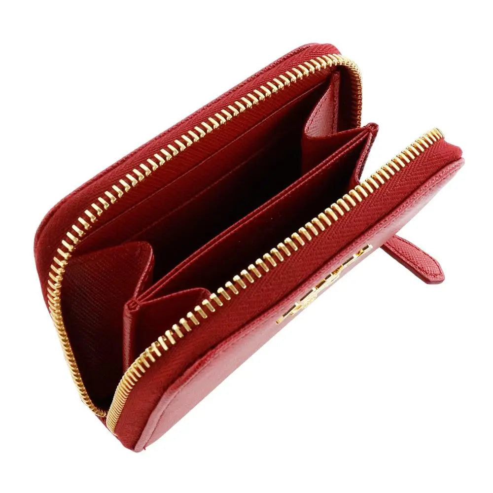 Prada Wallet Coin Case Round Zip Zip Foco Rouge Red