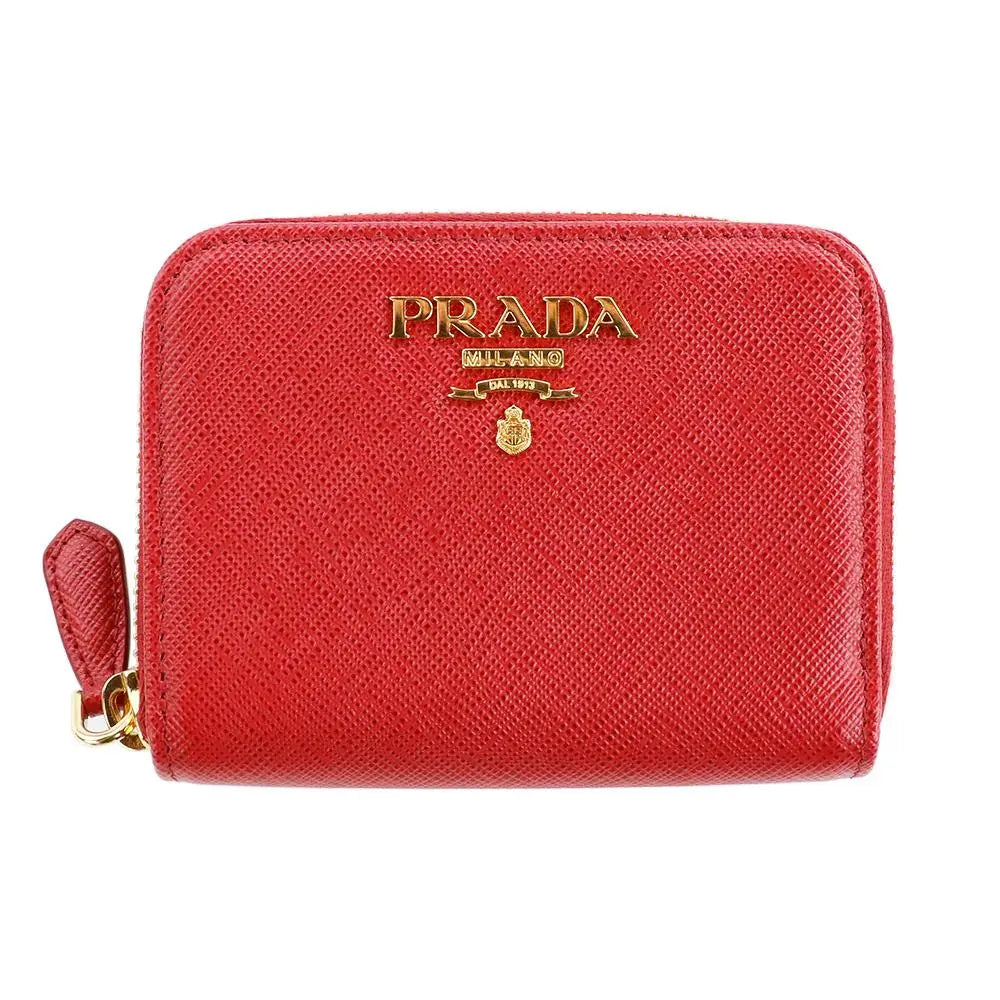 Monedero Prada Monedero Redondo Cremallera Cremallera Foco Rouge Rojo