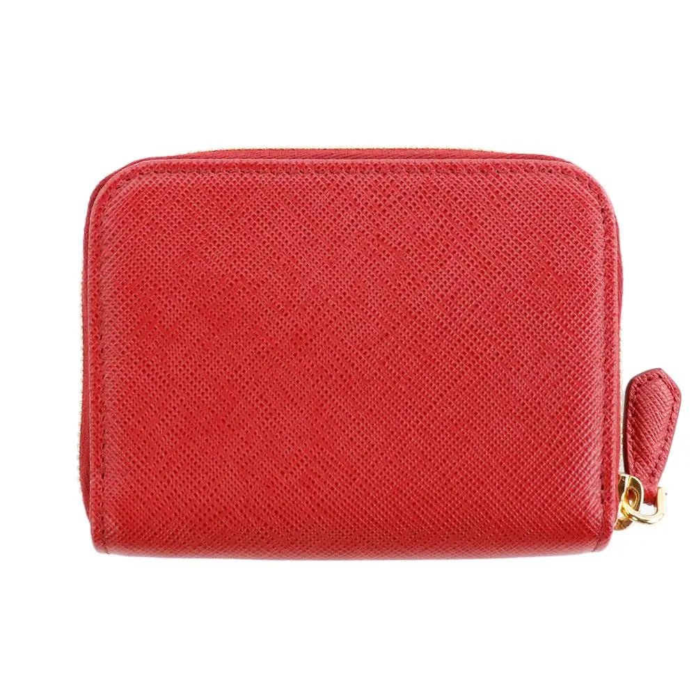 Prada Wallet Coin Case Round Zip Zip Foco Rouge Red