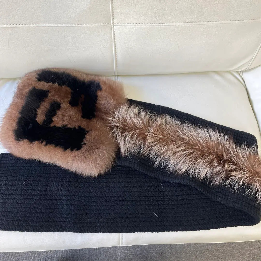 FENDI Fur Muffler Fox Fur & Wool