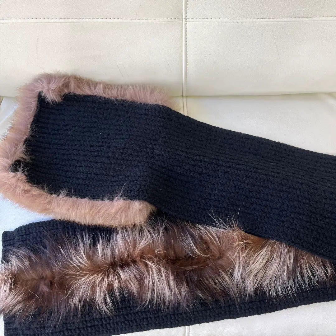 FENDI Fur Muffler Fox Fur & Wool