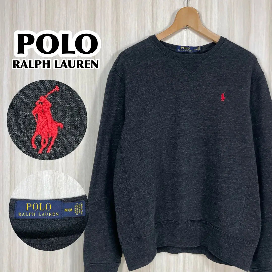 ☆Raro☆Etiqueta actual☆Sudadera con forro polar y poni bordado de Polo Ralph en gris oscuro