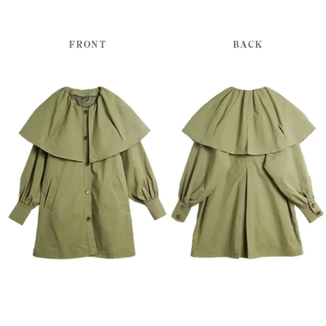 Short trench coat outer cape No color volume sleeve | ショートトレンチコート アウター ケープ ノーカラー ボリューム袖