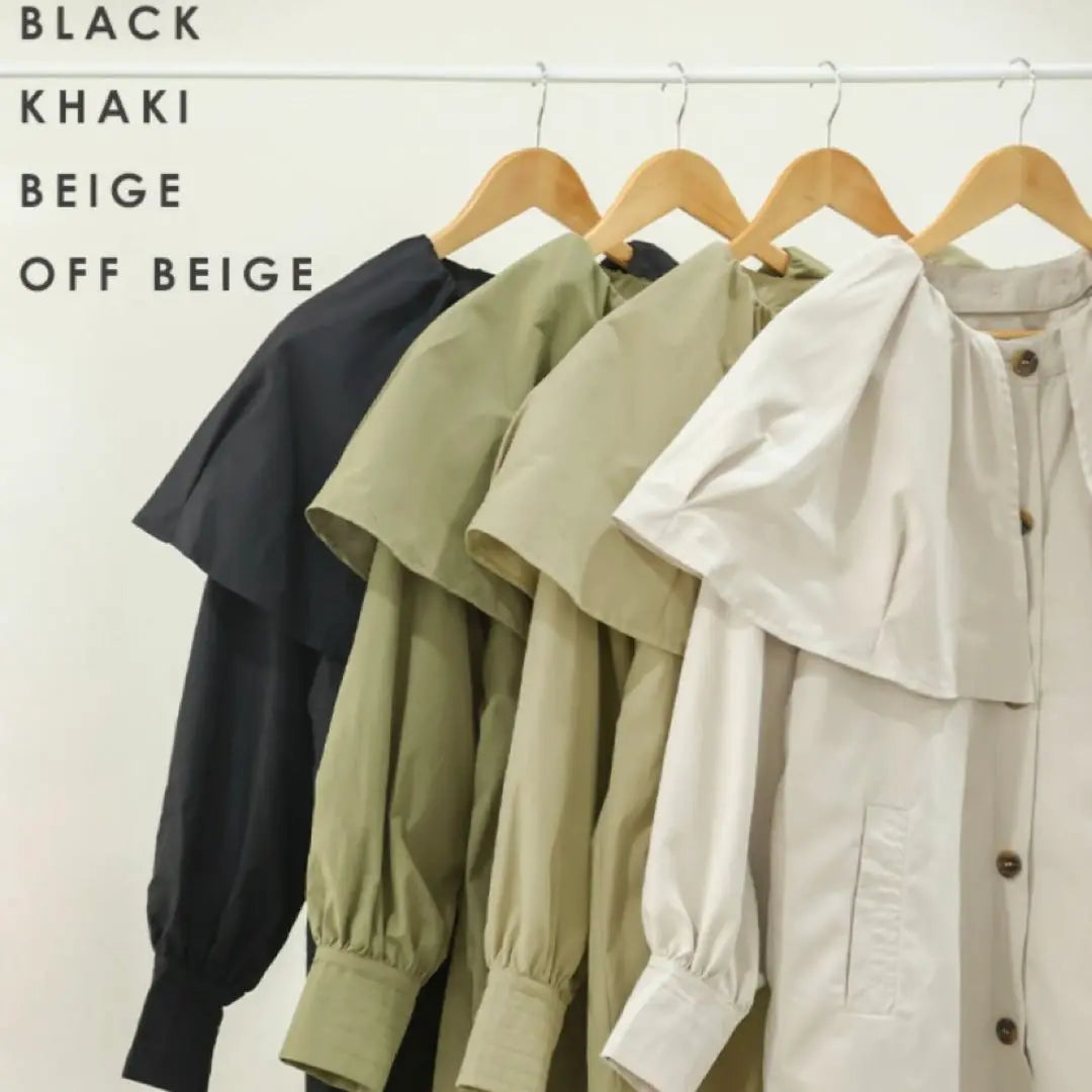 Short trench coat outer cape No color volume sleeve | ショートトレンチコート アウター ケープ ノーカラー ボリューム袖