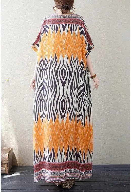 Large size women's long dress, spring/summer, autumn, new, short sleeves, loose