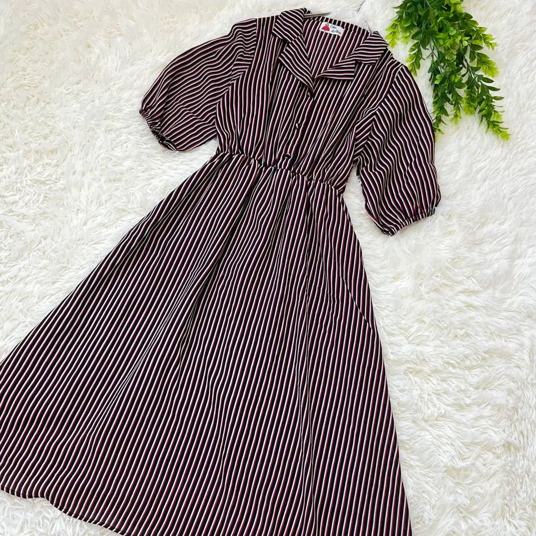 2866 [Cliché de Paris] Beautiful condition/Striped shirt dress/Size M