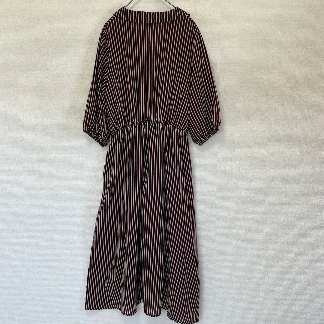 2866 [Cliché de Paris] Beautiful condition/Striped shirt dress/Size M