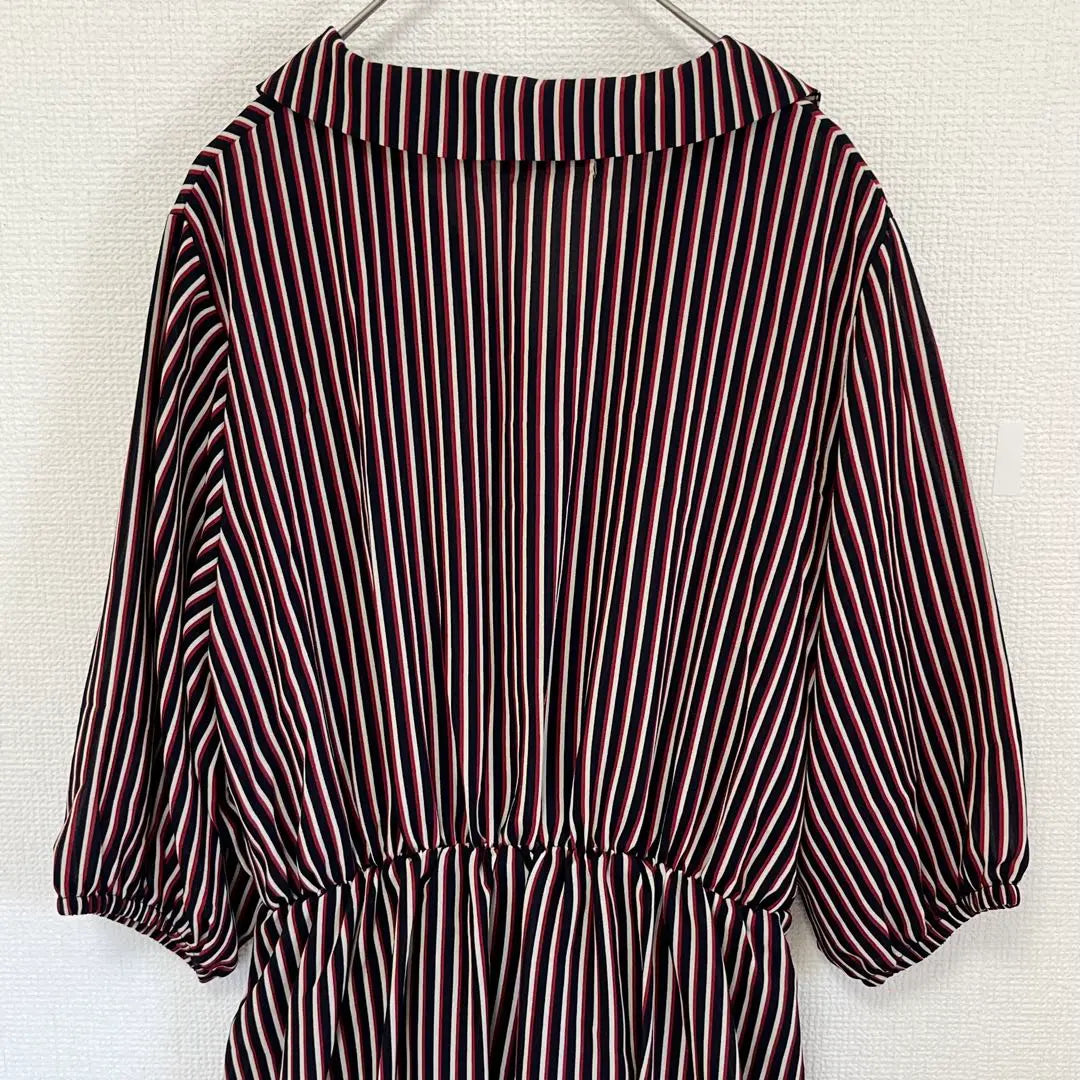 2866 [Cliché de Paris] Beautiful condition/Striped shirt dress/Size M