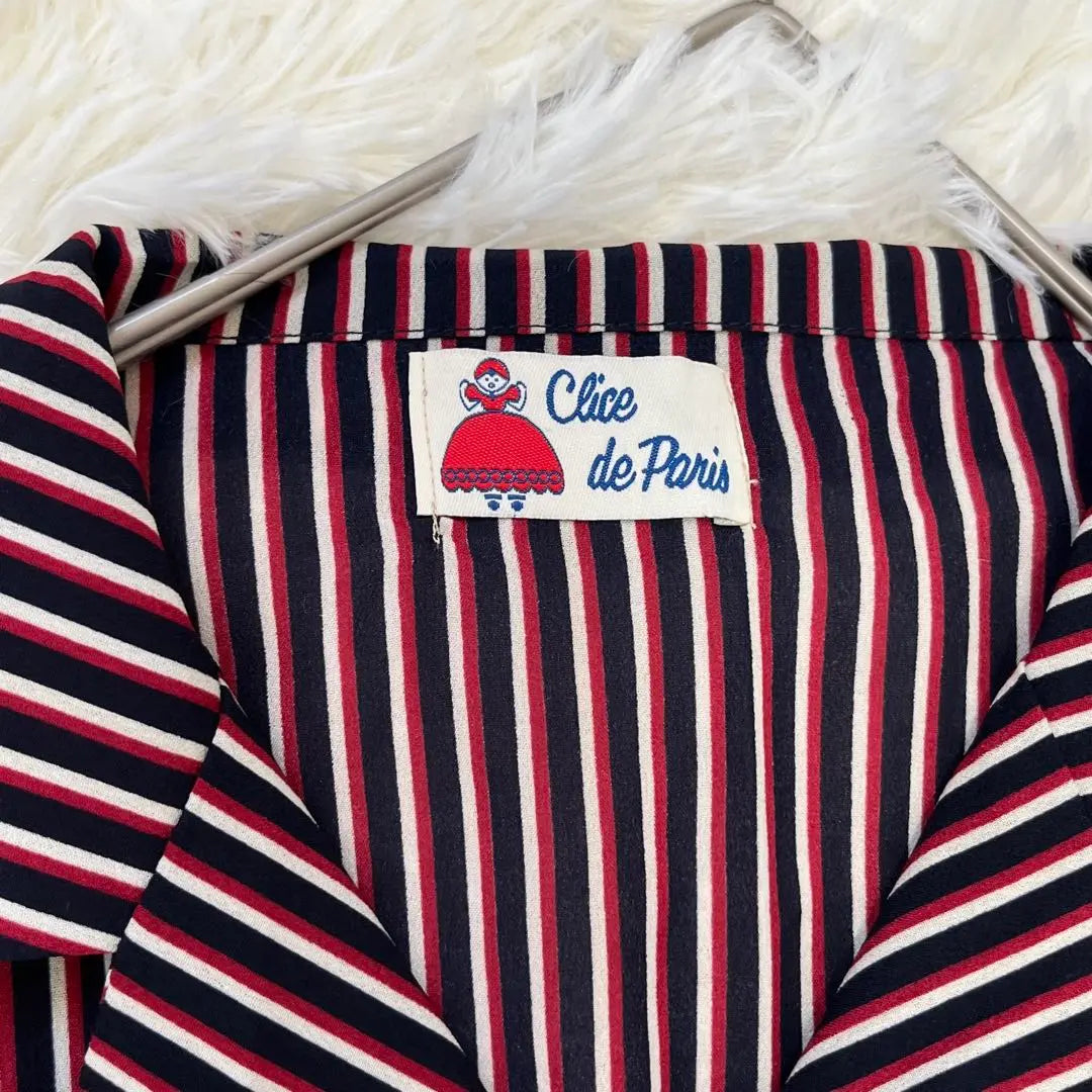 2866 [Cliché de Paris] Beautiful condition/Striped shirt dress/Size M