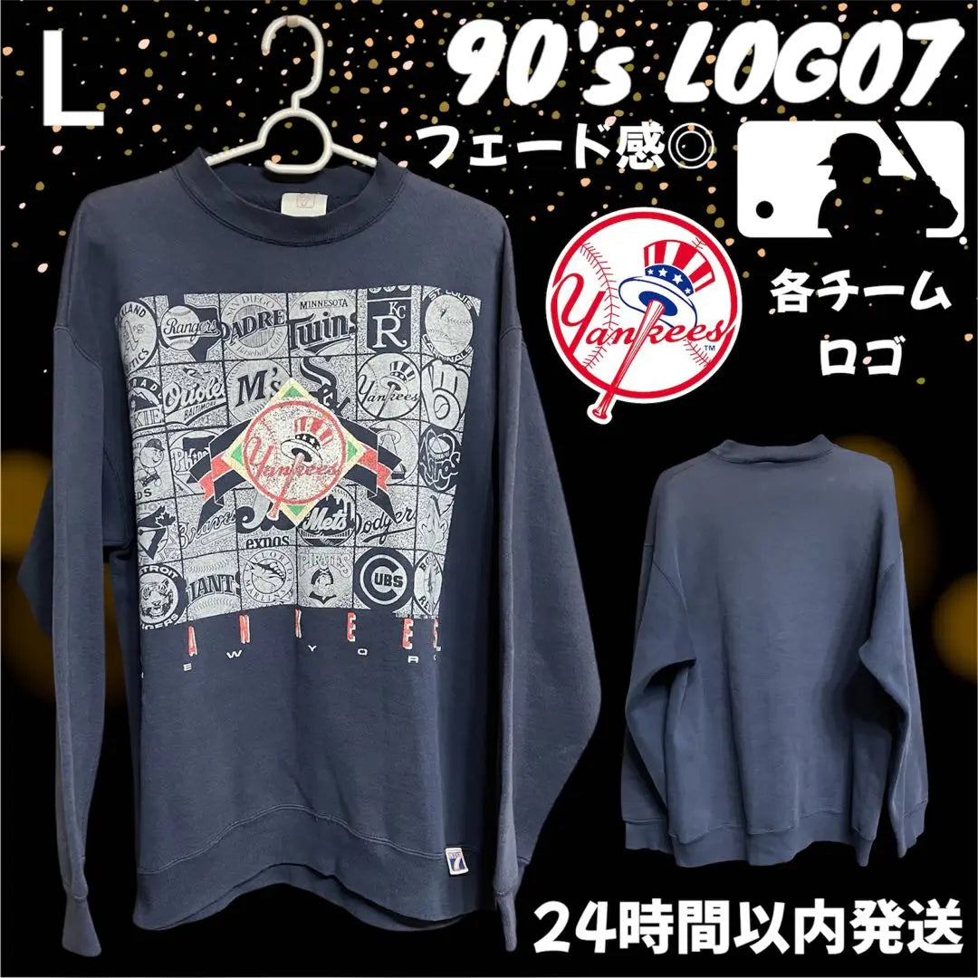 ★ Sensación natural de Fede de los 90 ◎ ★ [Talla L] Sudadera LOGO7 Yankees | ★90's 自然なフェード感◎★【Lサイズ】LOGO7 ヤンキース スウェット