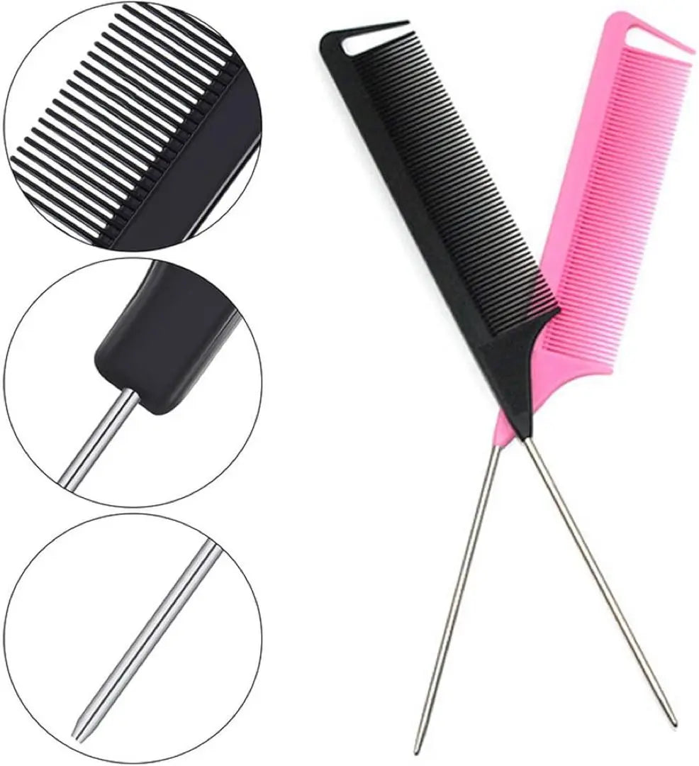 ⭐️8 2 colors brushes, salon comb, antistatic pink, black