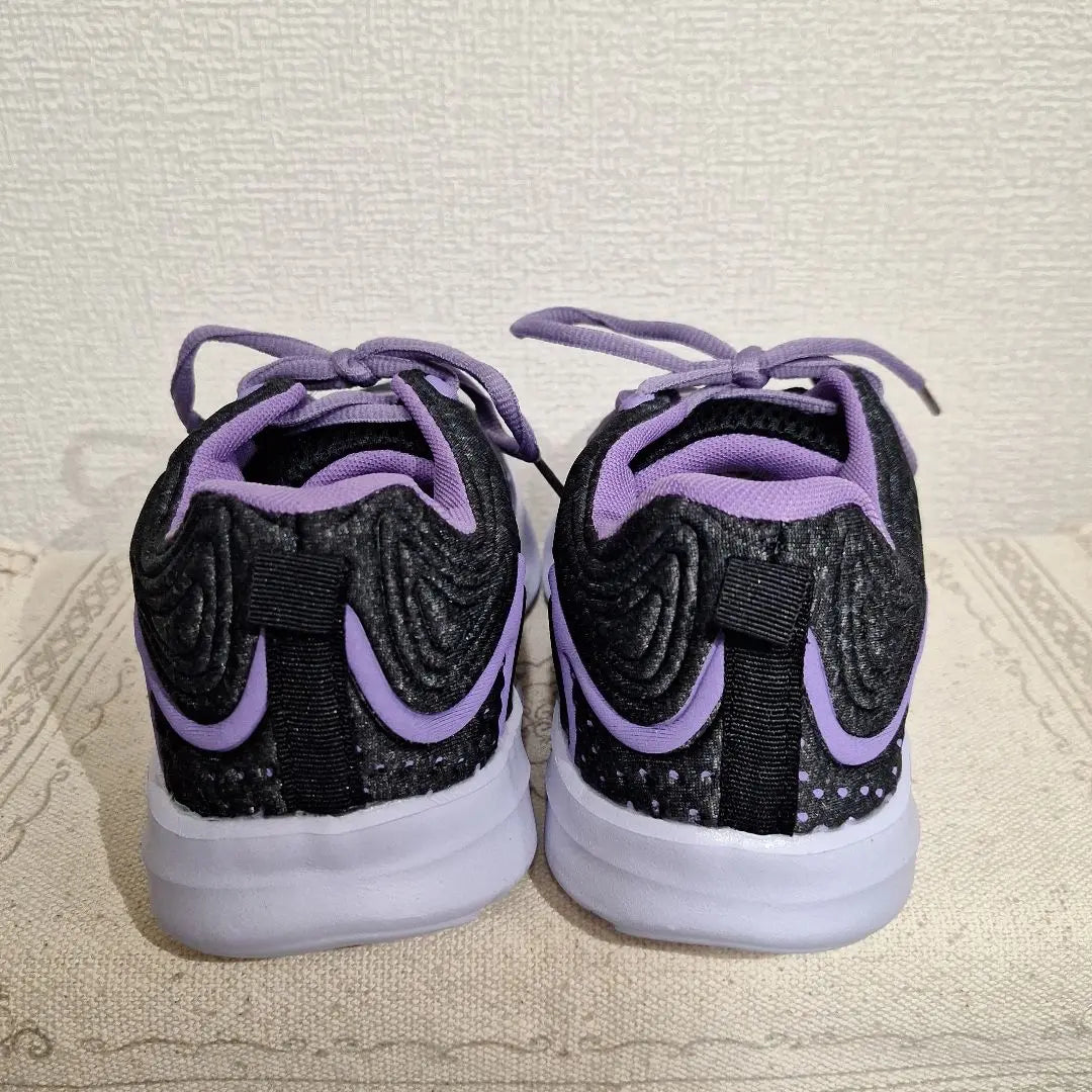 23.0cm Black and Purple Mesh Women's Sneakers